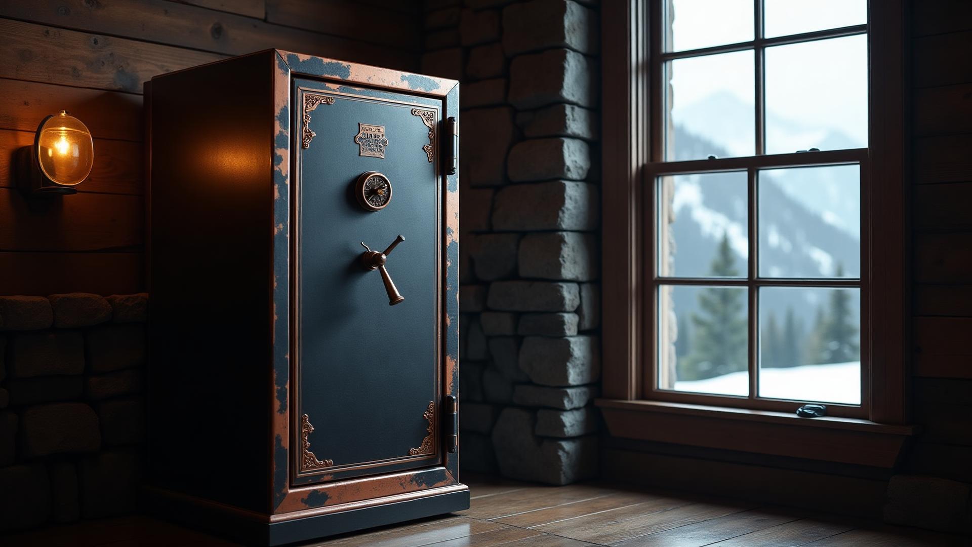 Premium gun safe in Montana cabin setting